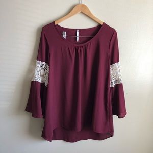 Moa Moa Women’s Ruffle 3/4 Sleeve Blouse Sz large